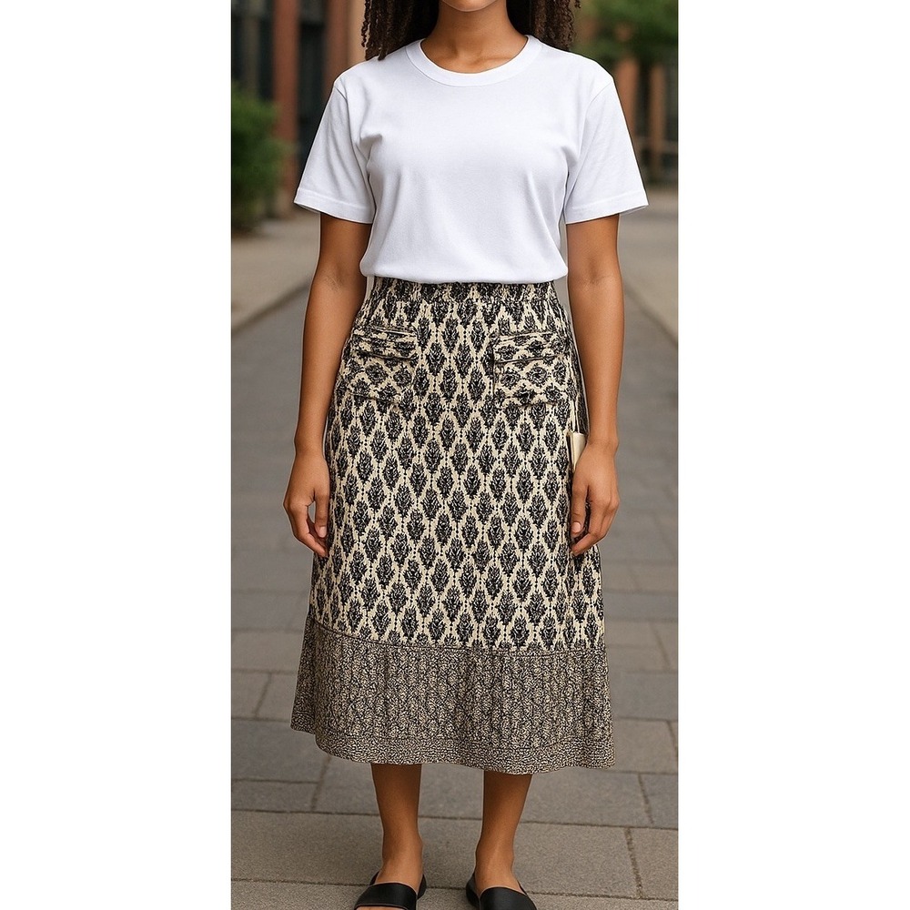 Robert louis long maxi skirt‎ size L black white Combo NWT